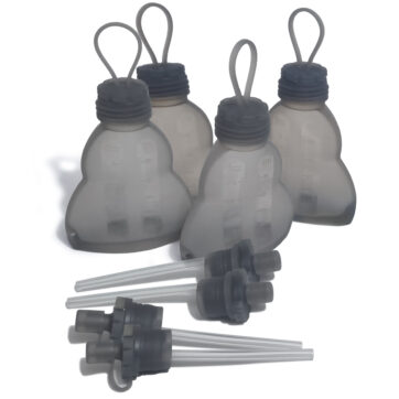 4 grey feeding pouches