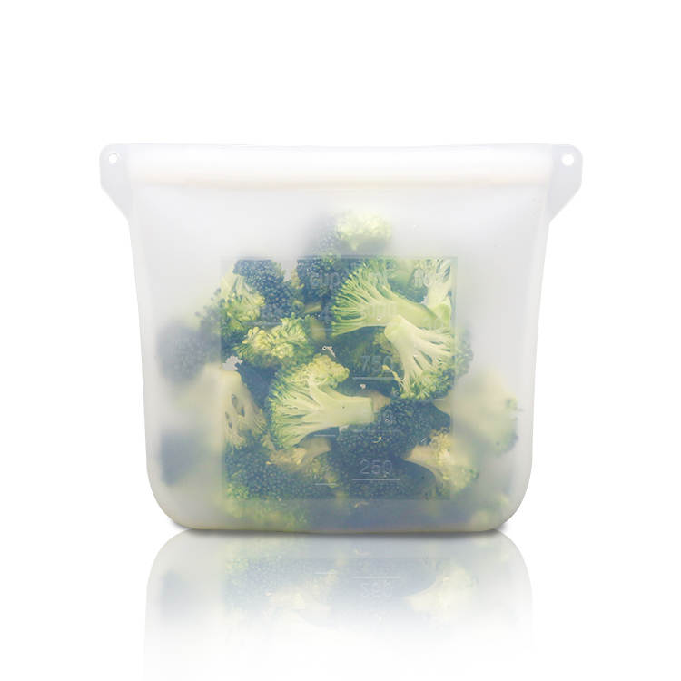 Silicone storage bag with broccoli